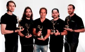 Photo of Maverick Boston Video Production Team Holding Emmy Awards